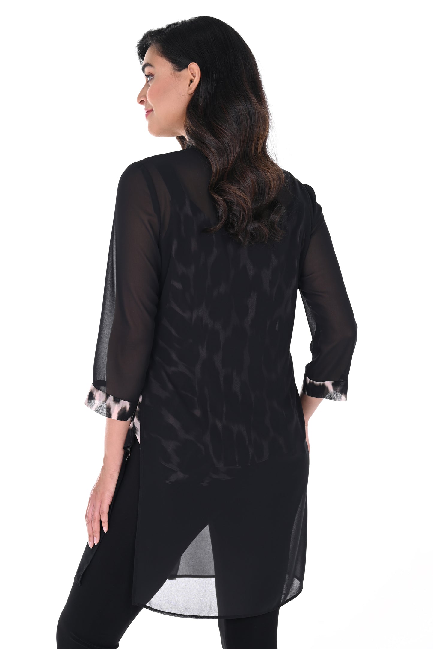 Frank Lyman Animal Print Trim Cover Up Black/Blush 246352