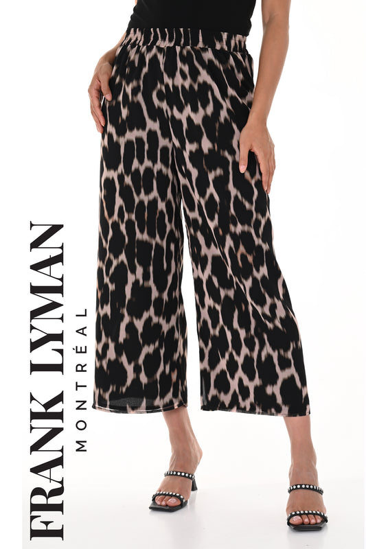 Frank Lyman Animal Print Cropped Trousers Black/Blush 246353