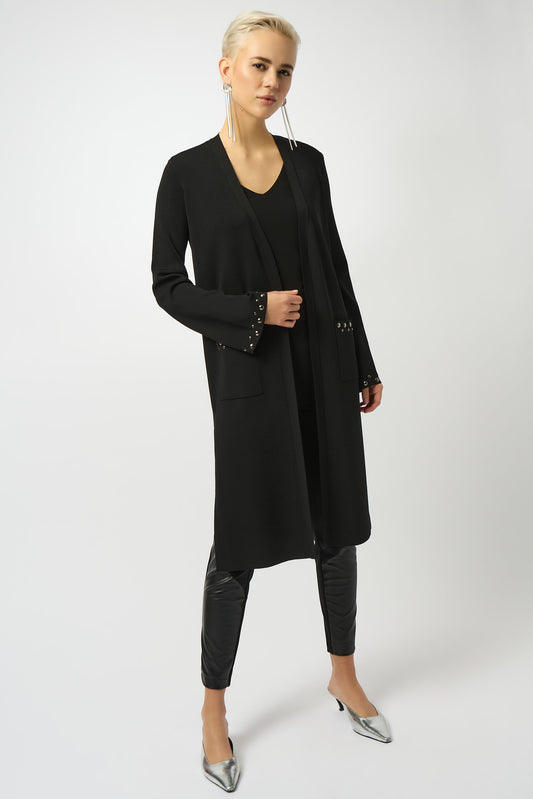 Joseph Ribkoff Sweater Knit Open-Front Cover Up Black 253990-11