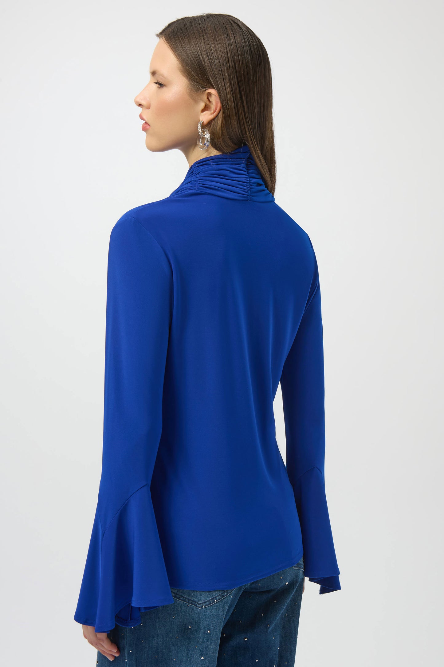 Joseph Ribkoff Silky Knit Fitted Cowl Neck Top Royal Sapphire 254114