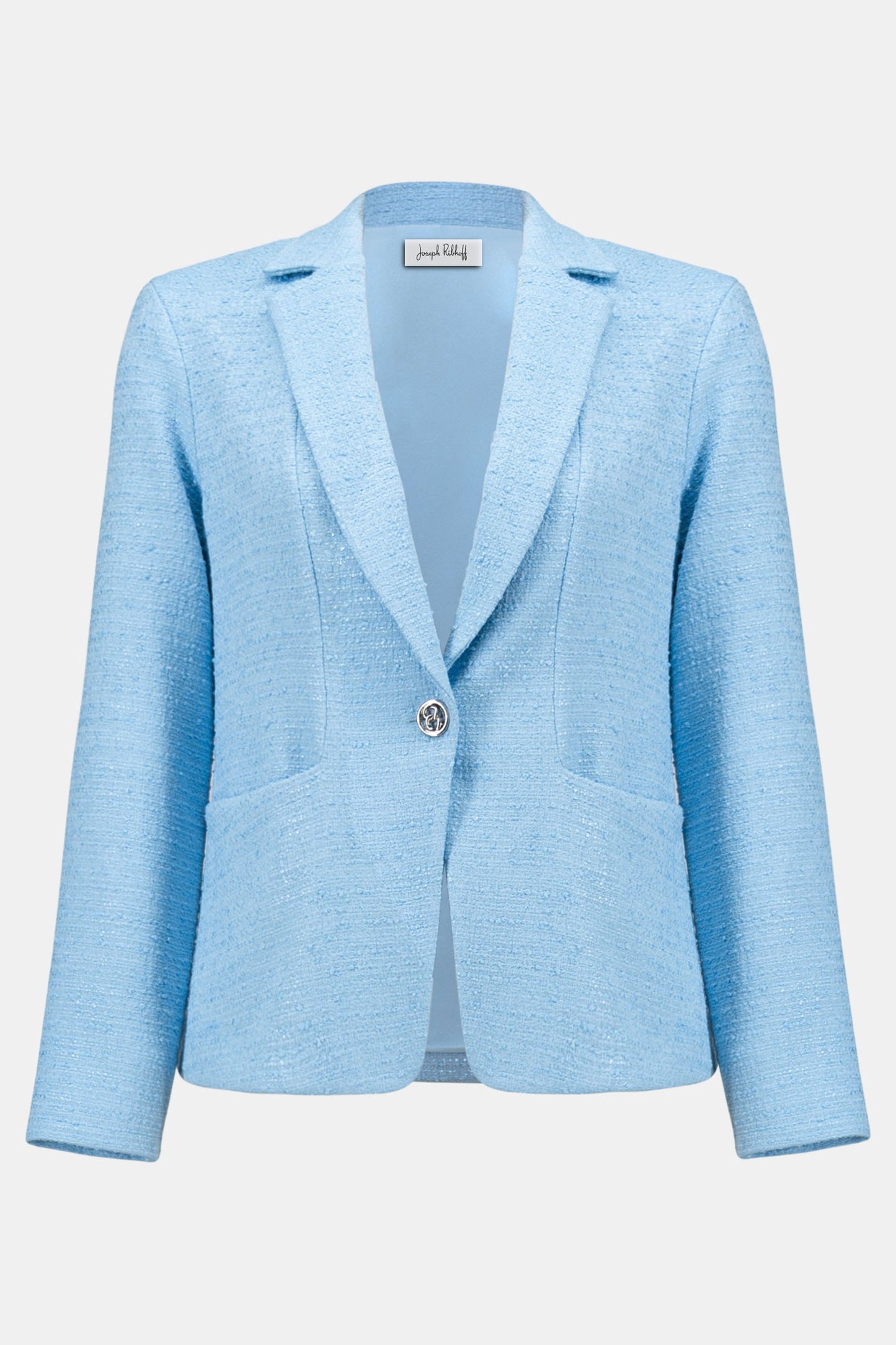Joseph Ribkoff Bouclé Fitted Blazer With Notched Collar Sky Blue 261101-4373