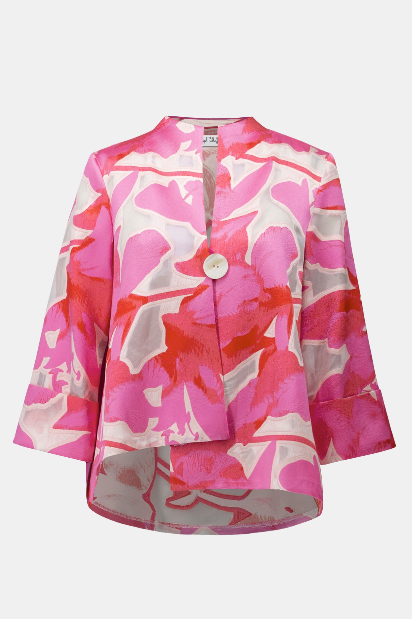Joseph Ribkoff Novelty Jacquard Floral Print Swing Jacket Pink/Multi 261180-1796