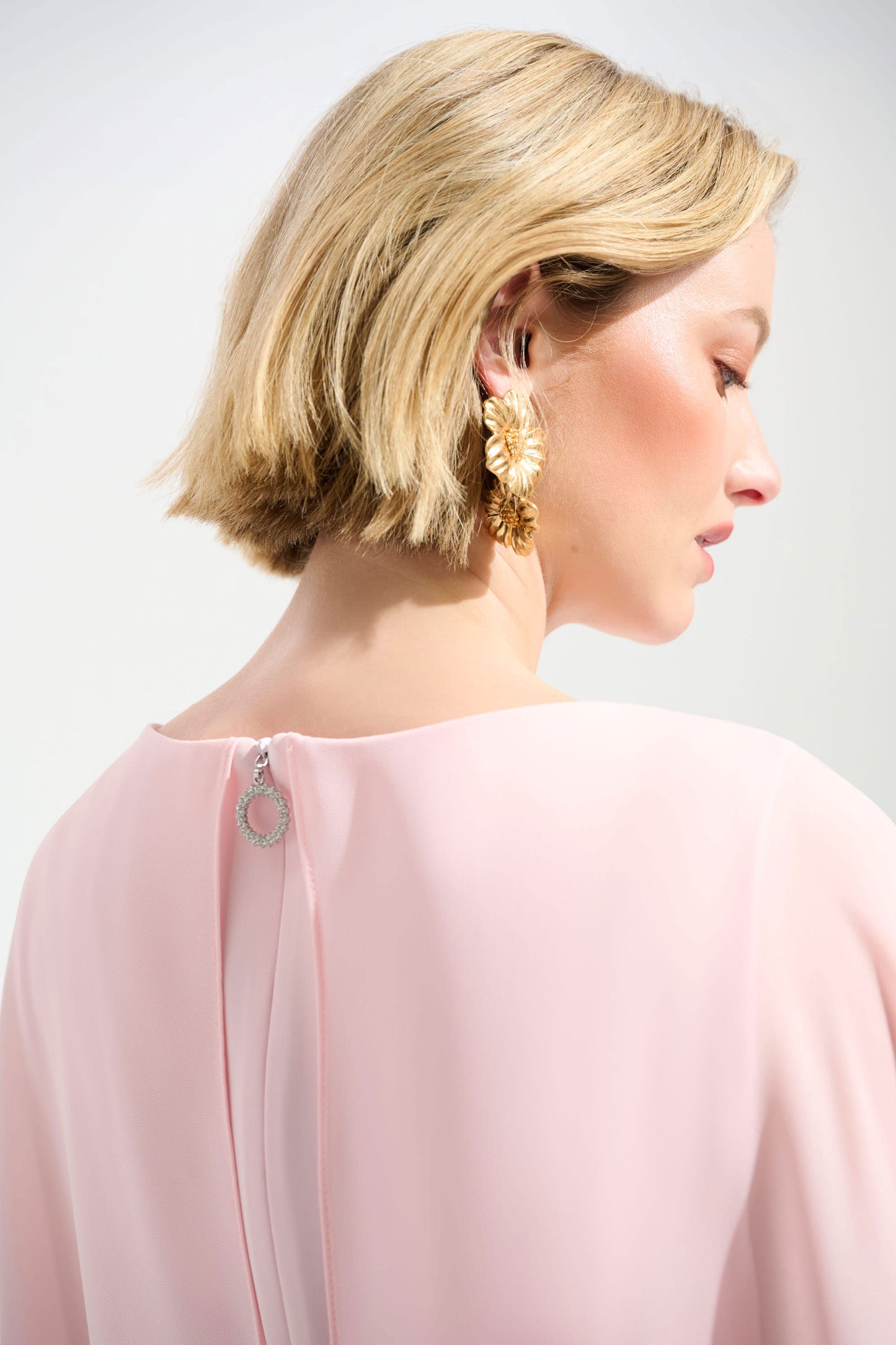 Joseph Ribkoff Woven Twill A-Line Dress With Chiffon Overlay Petal Pink 261708-4475