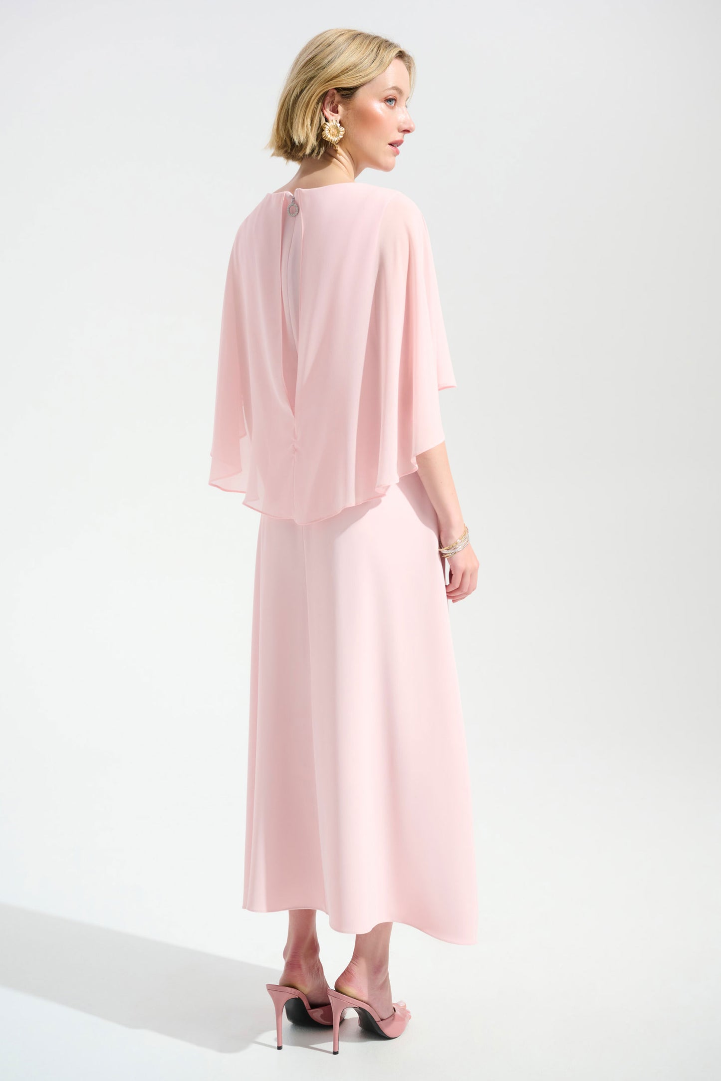 Joseph Ribkoff Woven Twill A-Line Dress With Chiffon Overlay Sky Blue 261708-4373