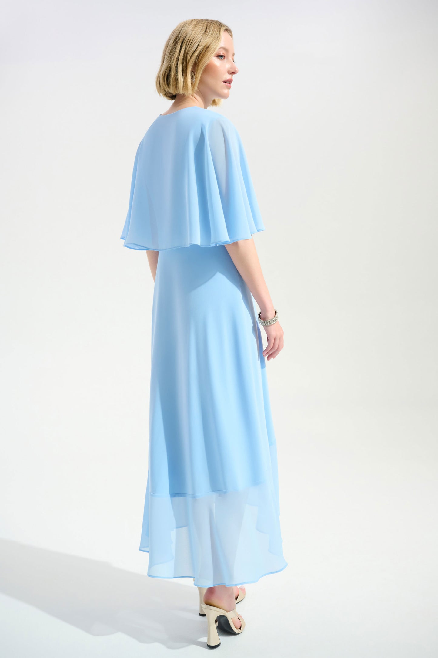 Joseph Ribkoff  Silky Knit Flowy Wrap Dress With Buckle Rhinestones Detail 261714-4373