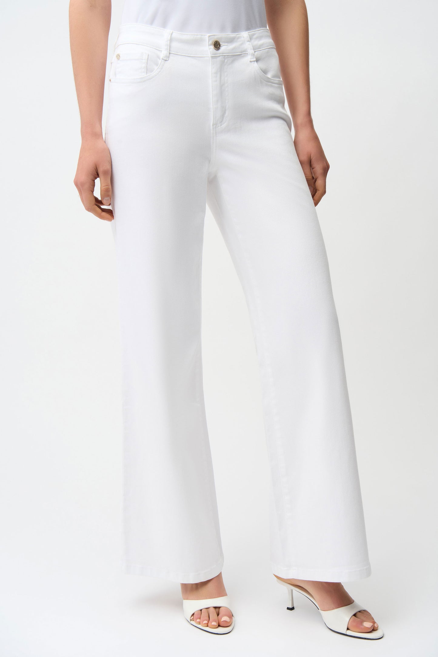 Joseph Ribkoff Goldie Classic Wide-Leg Stretch Jeans White 261989-12