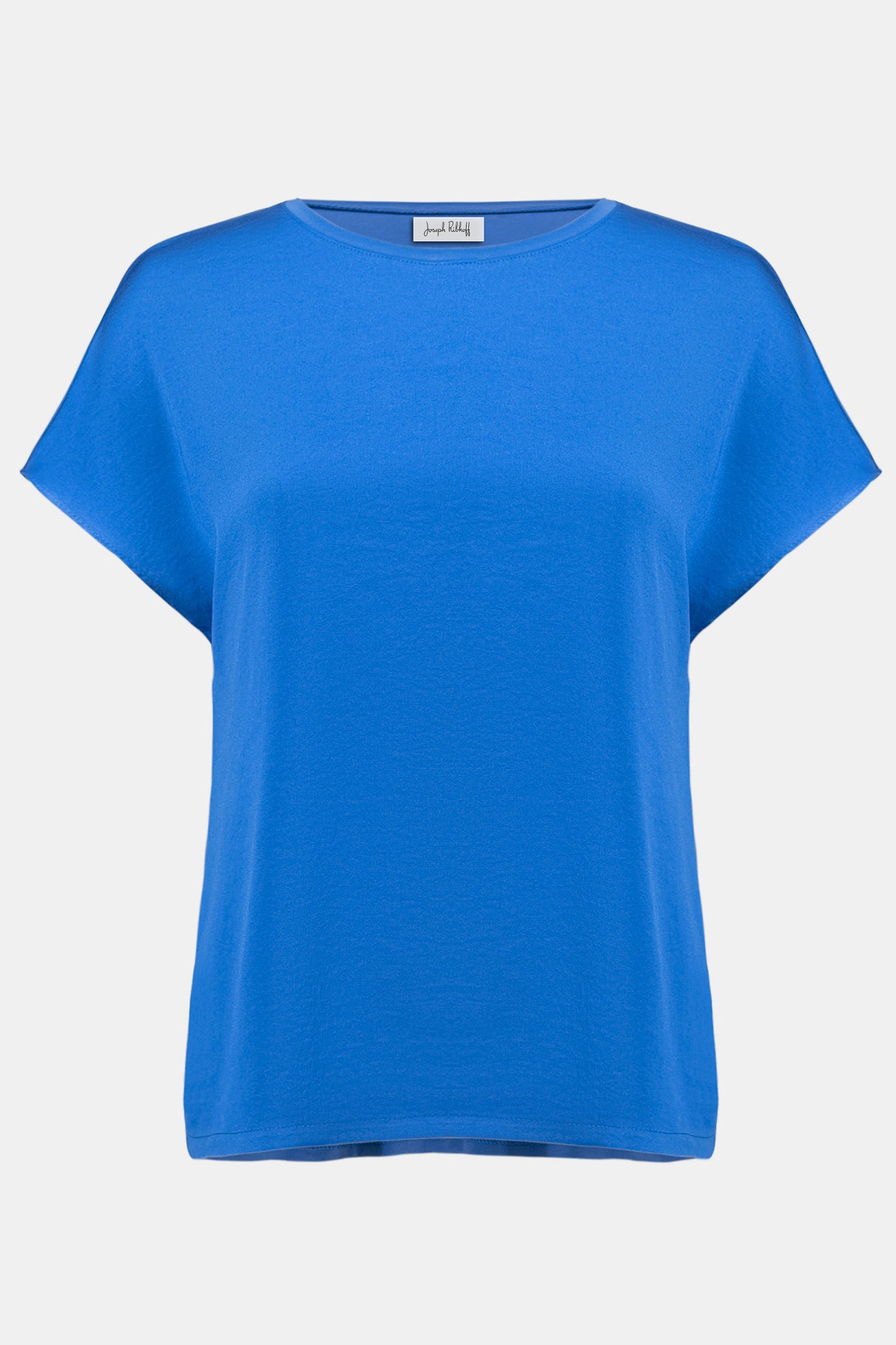 Joseph Ribkoff Recycled Satin & Silky Knit Straight Top Harbour Blue 262189-3849