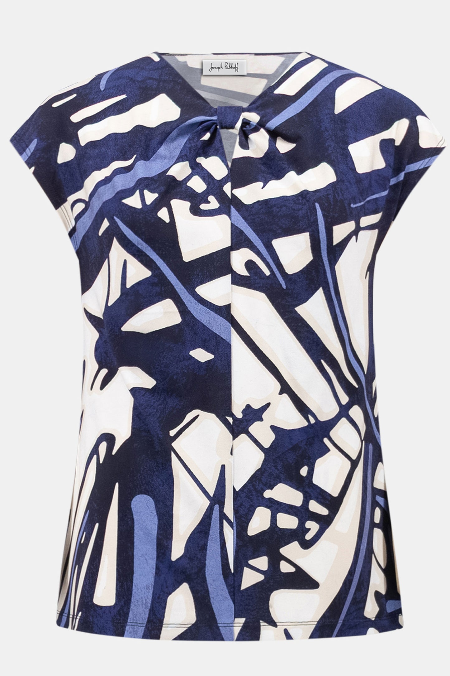 Joseph Ribkoff Silky Knit Abstract Print Fitted Top Vanilla/Multi 262216-2539