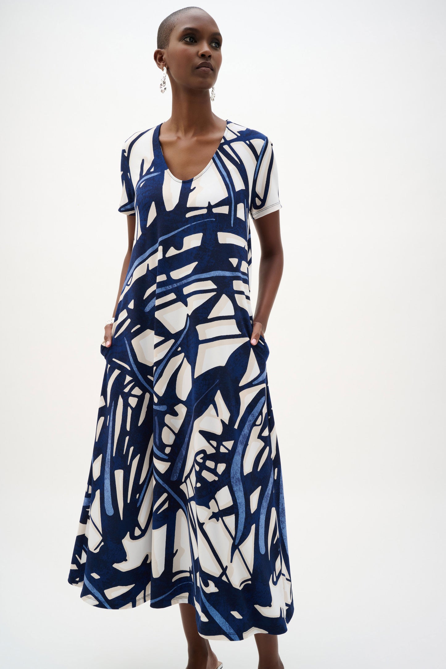 Joseph Ribkoff Silky Knit Abstract Print Trapeze Dress 262245-2539