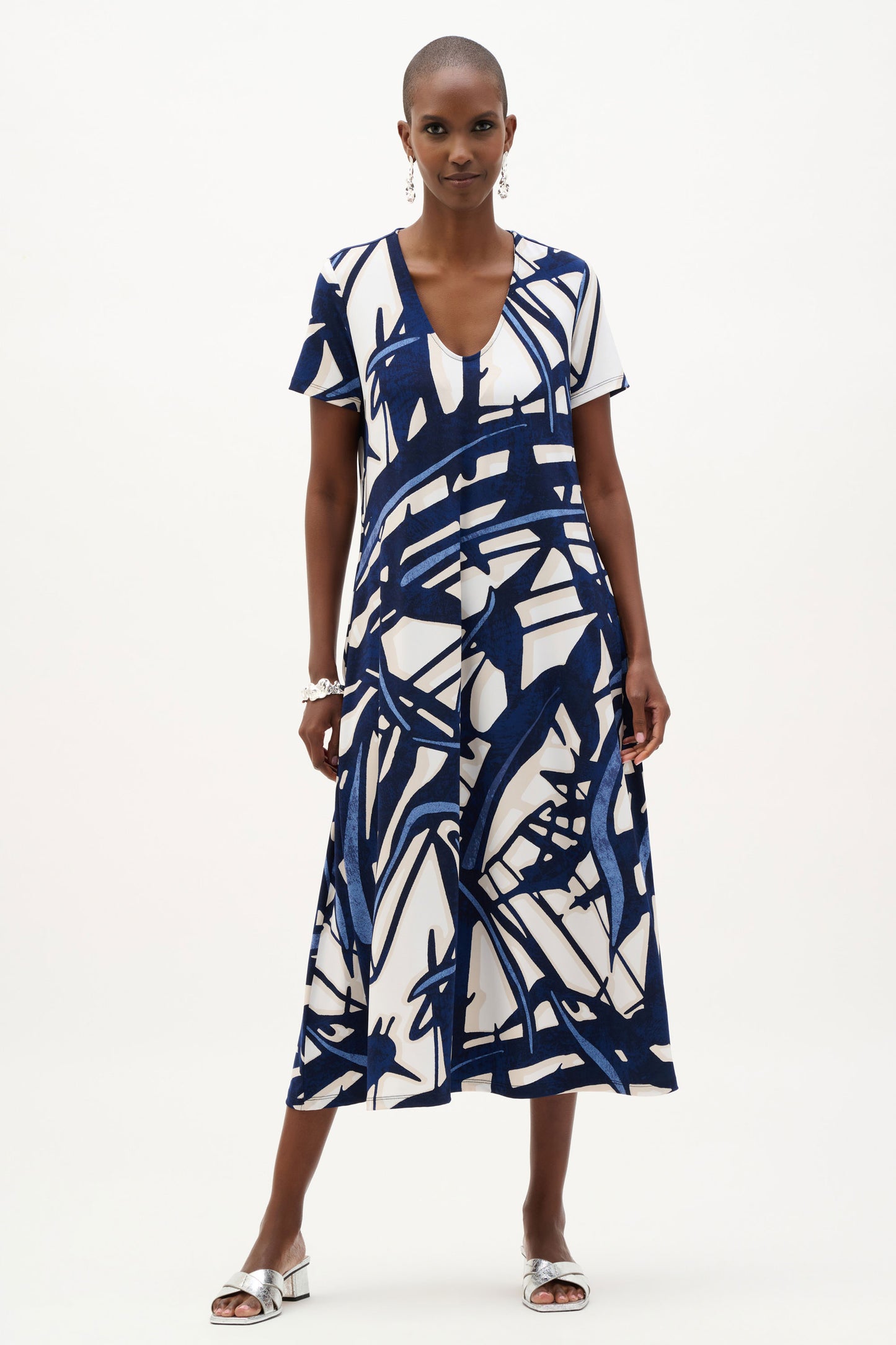 Joseph Ribkoff Silky Knit Abstract Print Trapeze Dress 262245-2539