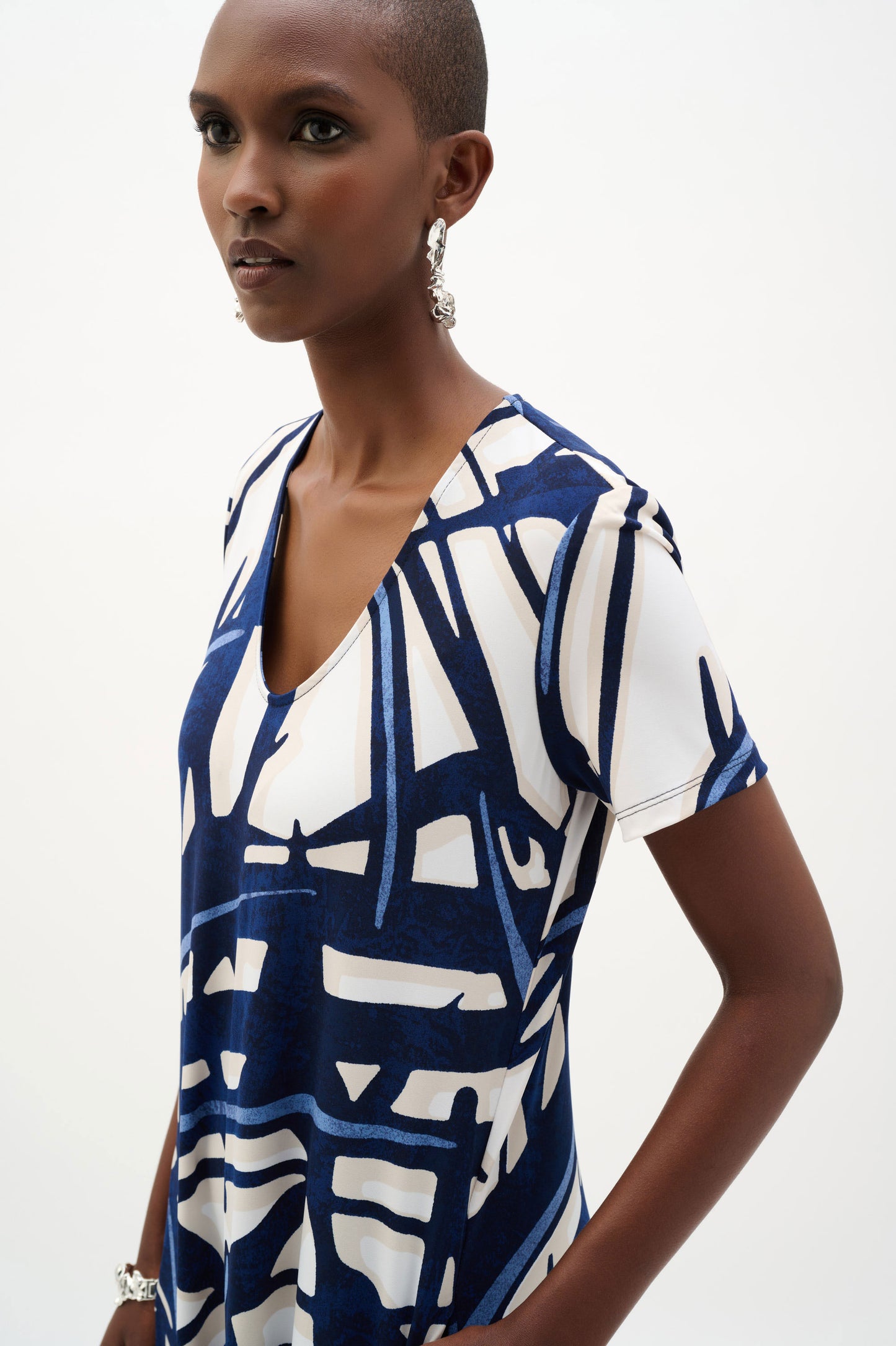 Joseph Ribkoff Silky Knit Abstract Print Trapeze Dress 262245-2539