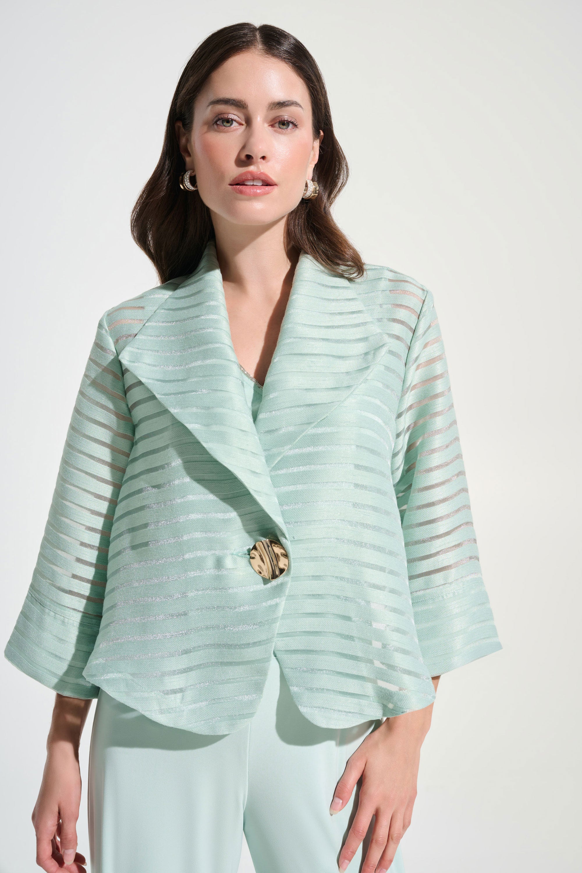 Joseph Ribkoff Novelty Shadow Stripe Swing Jacket With Lapel
