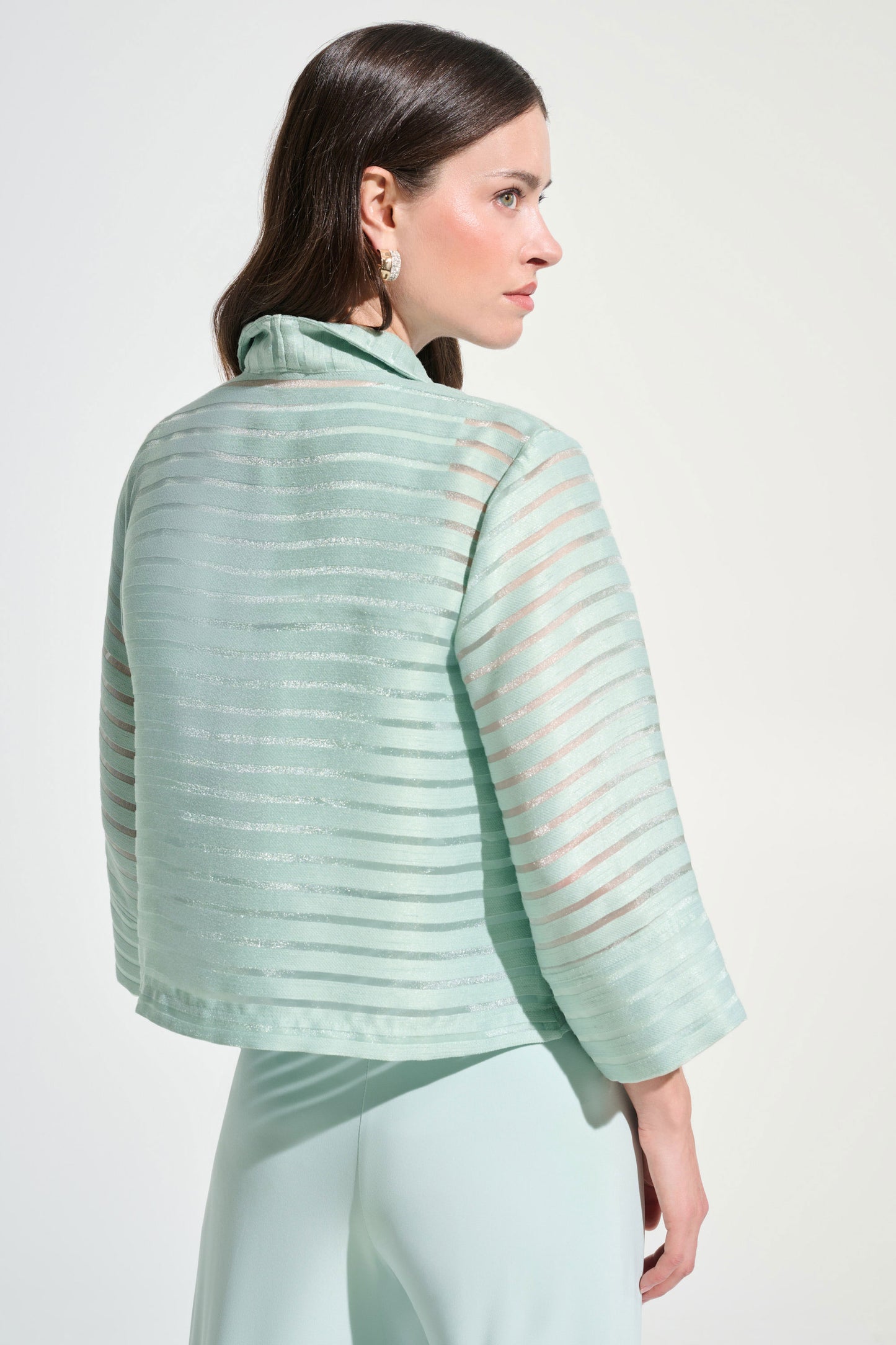 Joseph Ribkoff Novelty Shadow Stripe Swing Jacket With Lapel Pistachio 262707-4526