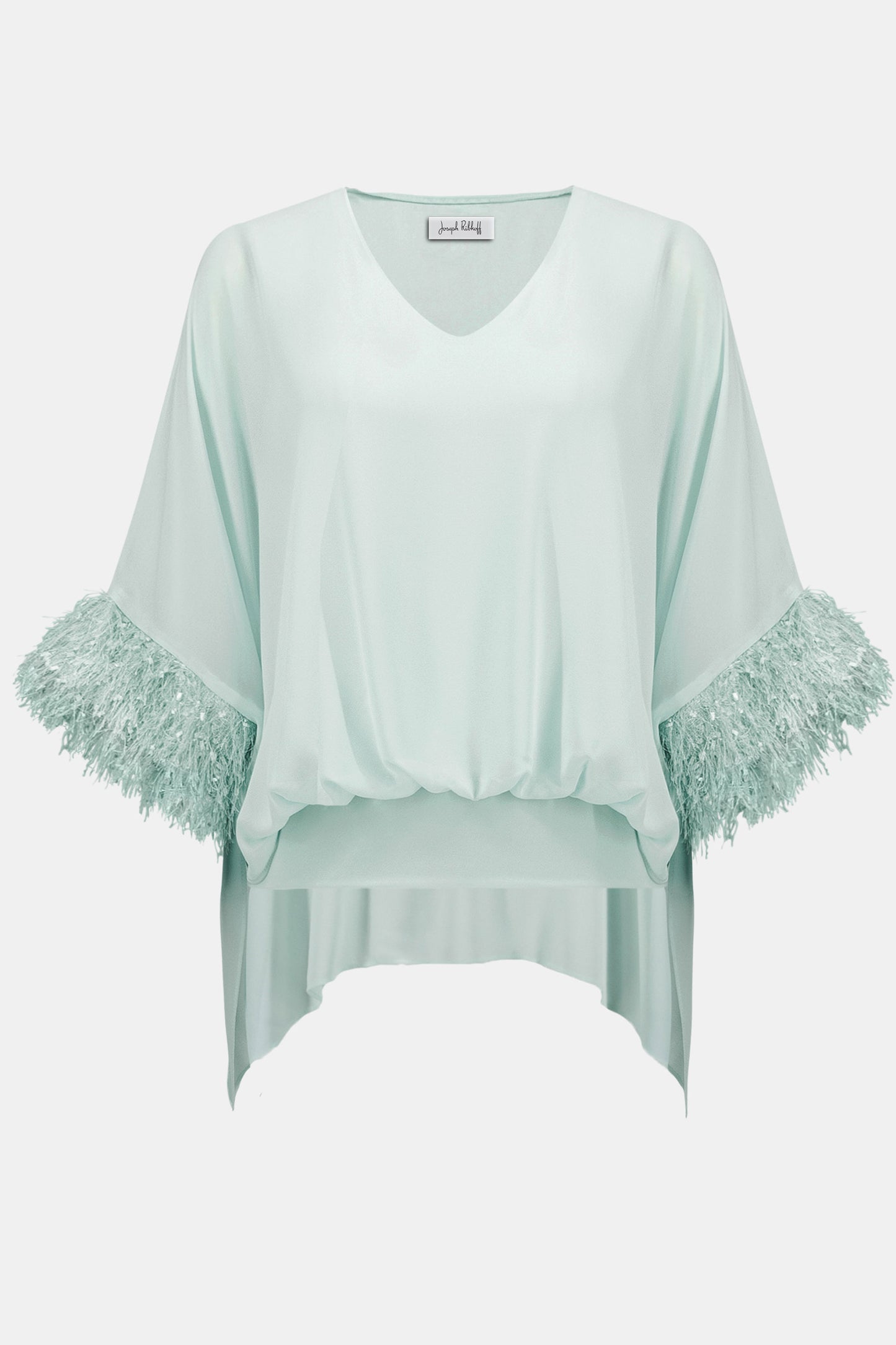 Joseph Ribkoff Chiffon Knit Poncho Top With Novelty Trim Pistachio 262711-4526
