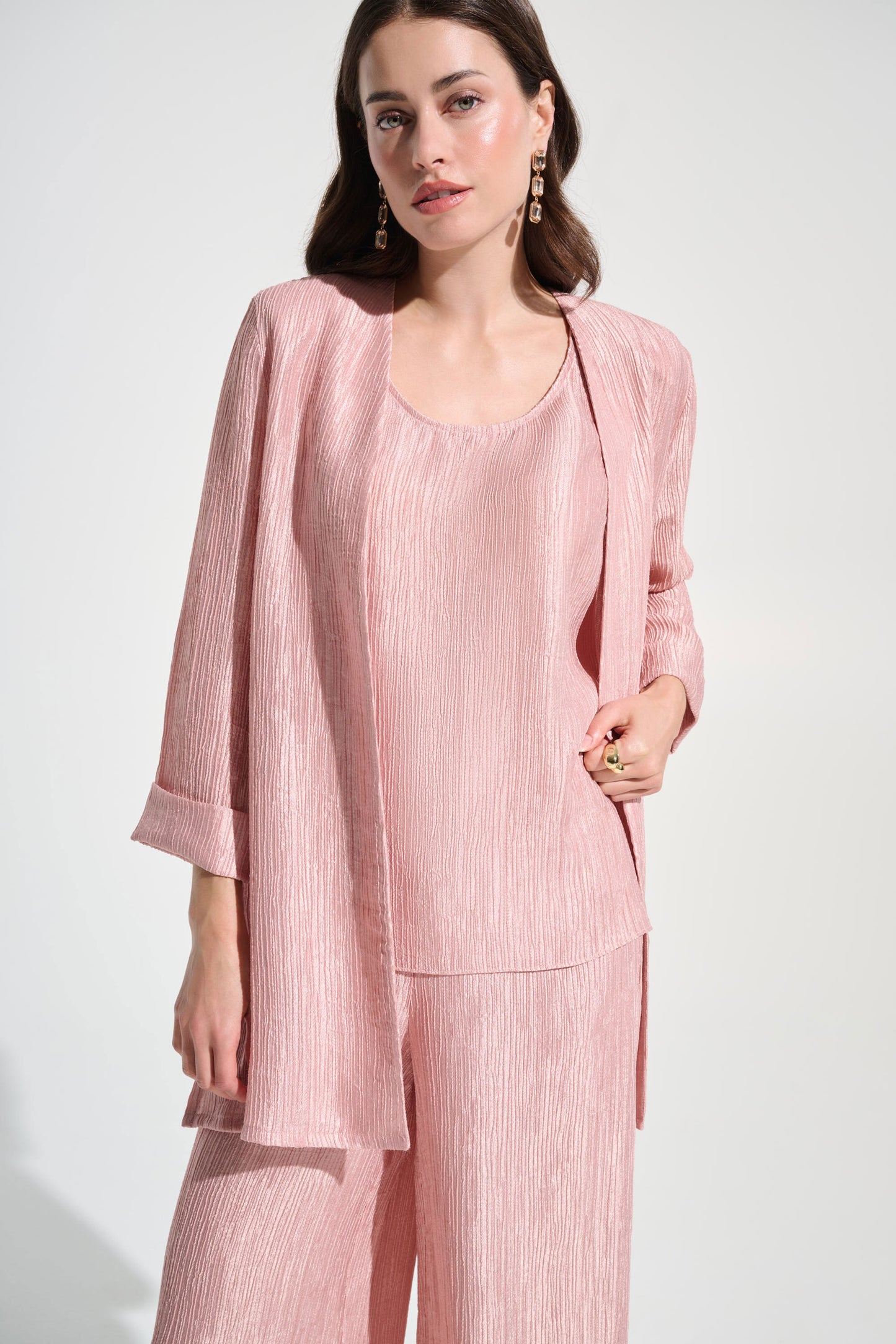 Joseph Ribkoff Crinkle Jacquard Misty Rose Three Piece Set 262720/262721/262704-4528