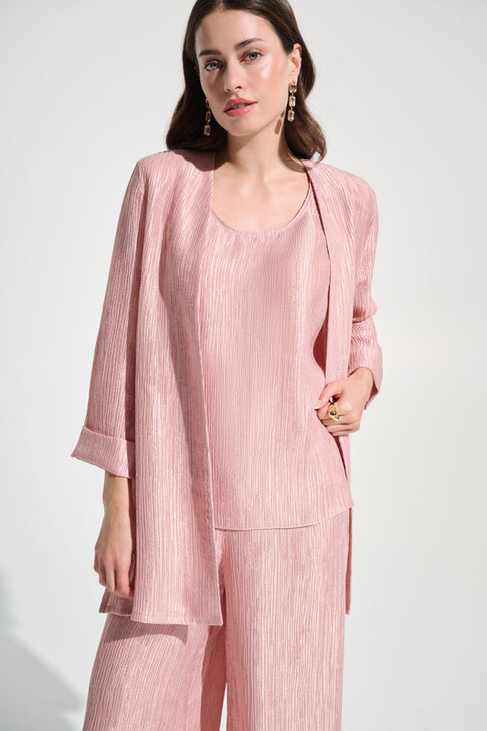 Joseph Ribkoff Crinkle Jacquard Misty Rose Three Piece Set 262720/262721/262704-4528