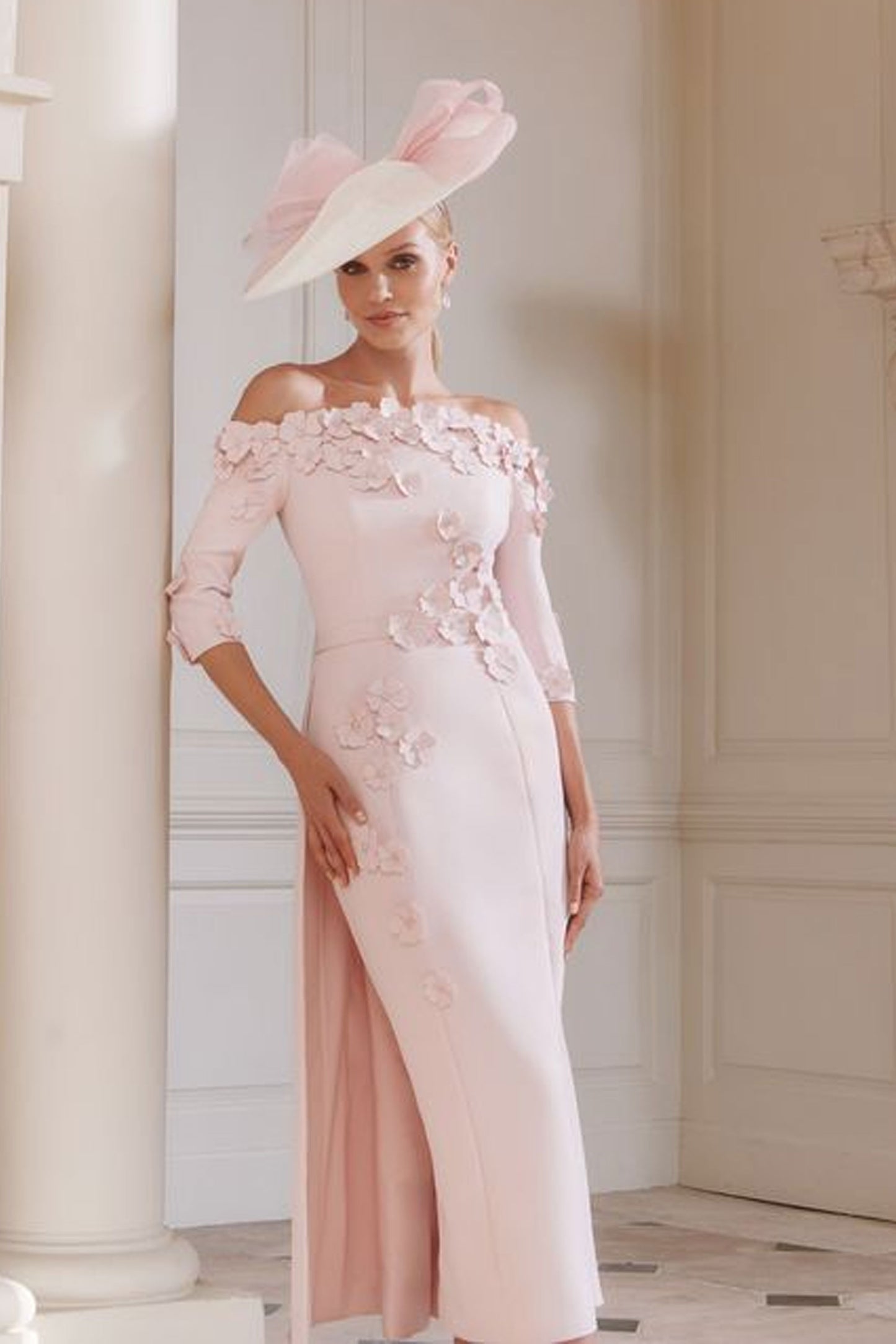 John Charles Off The Shoulder Dress With Cape Petal 29318