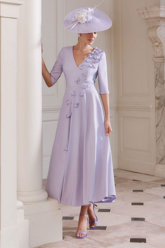 John Charles A Line Dress With Applique Detail Hydrangea 29320