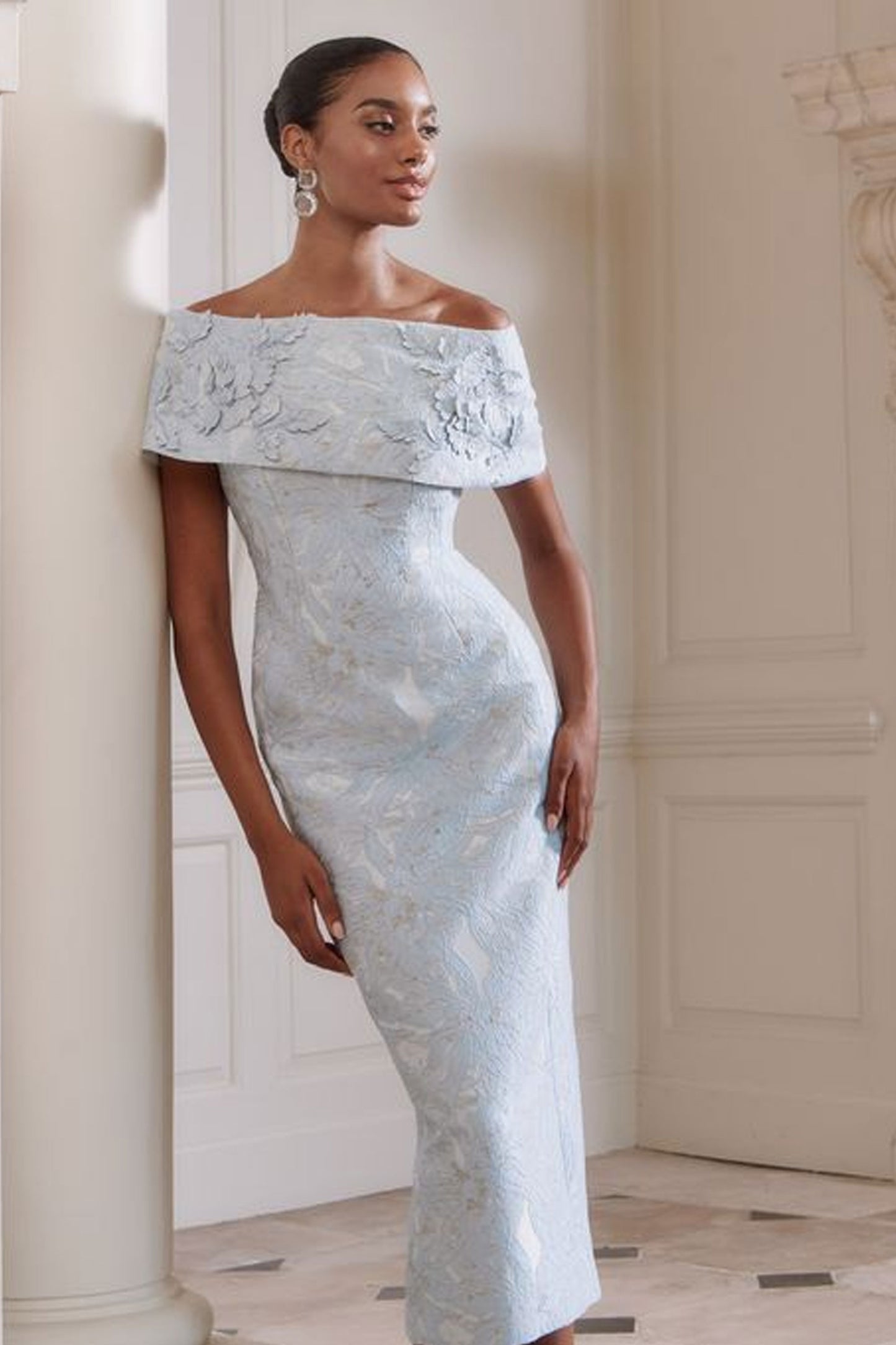 John Charles Jacquard Straight Dress Sky 29340