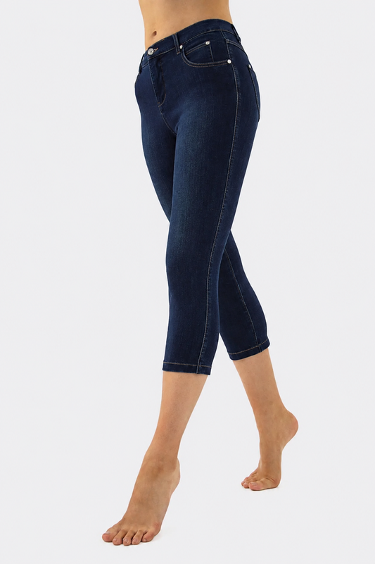 Marble Mid Calf Skinny Jeans Dark Denim 2410-183
