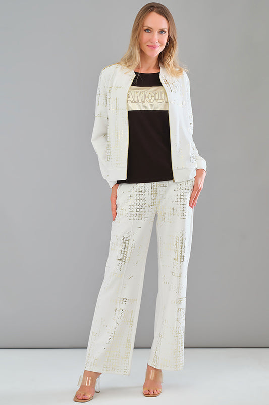 Tricotto Wide-Leg Gold-Print Trousers 56148