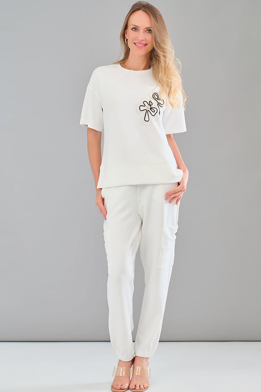 Tricotto White Straight-Leg Trousers 56331