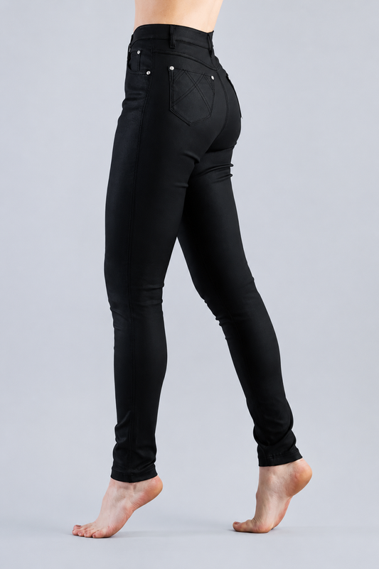 Marble Skinny Wax Coated Jeans Black 2405-101