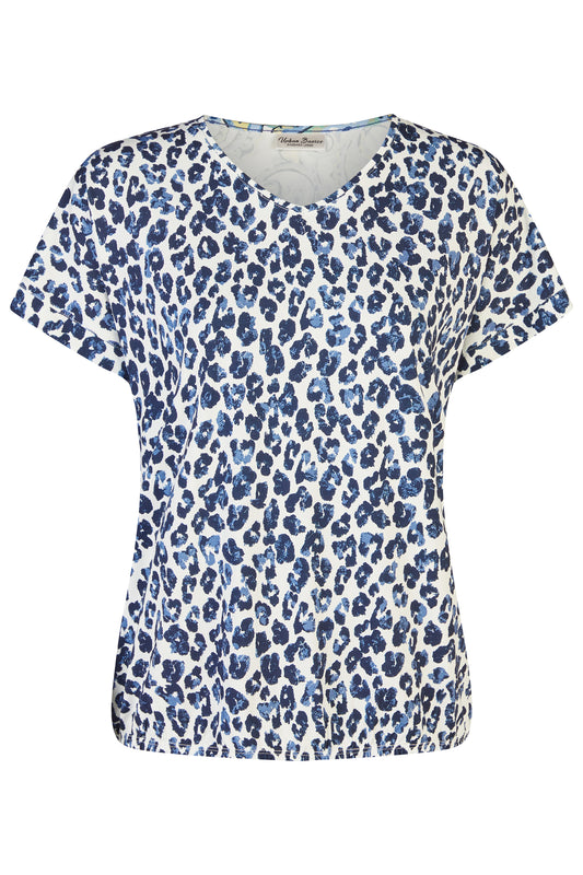 Barbara Lebek Animal Print V Neck Top Navy 61510062-870