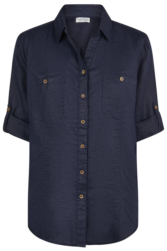Barbara Lebek Linen Blouse Navy 61620062-870