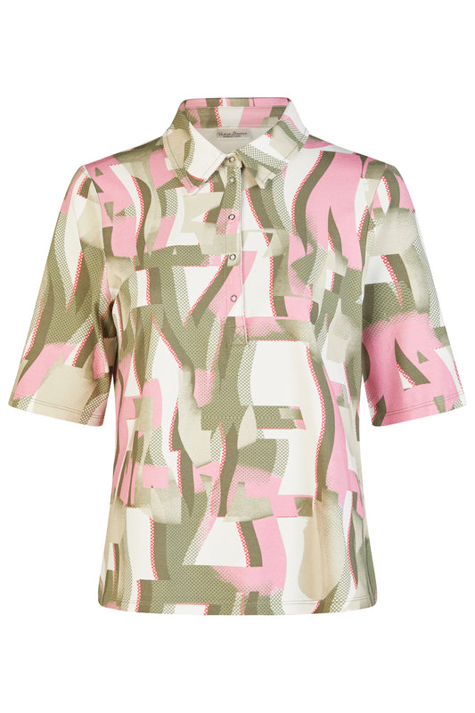Barbara Lebek Abstract Polo Shirt Khaki 62030062-651
