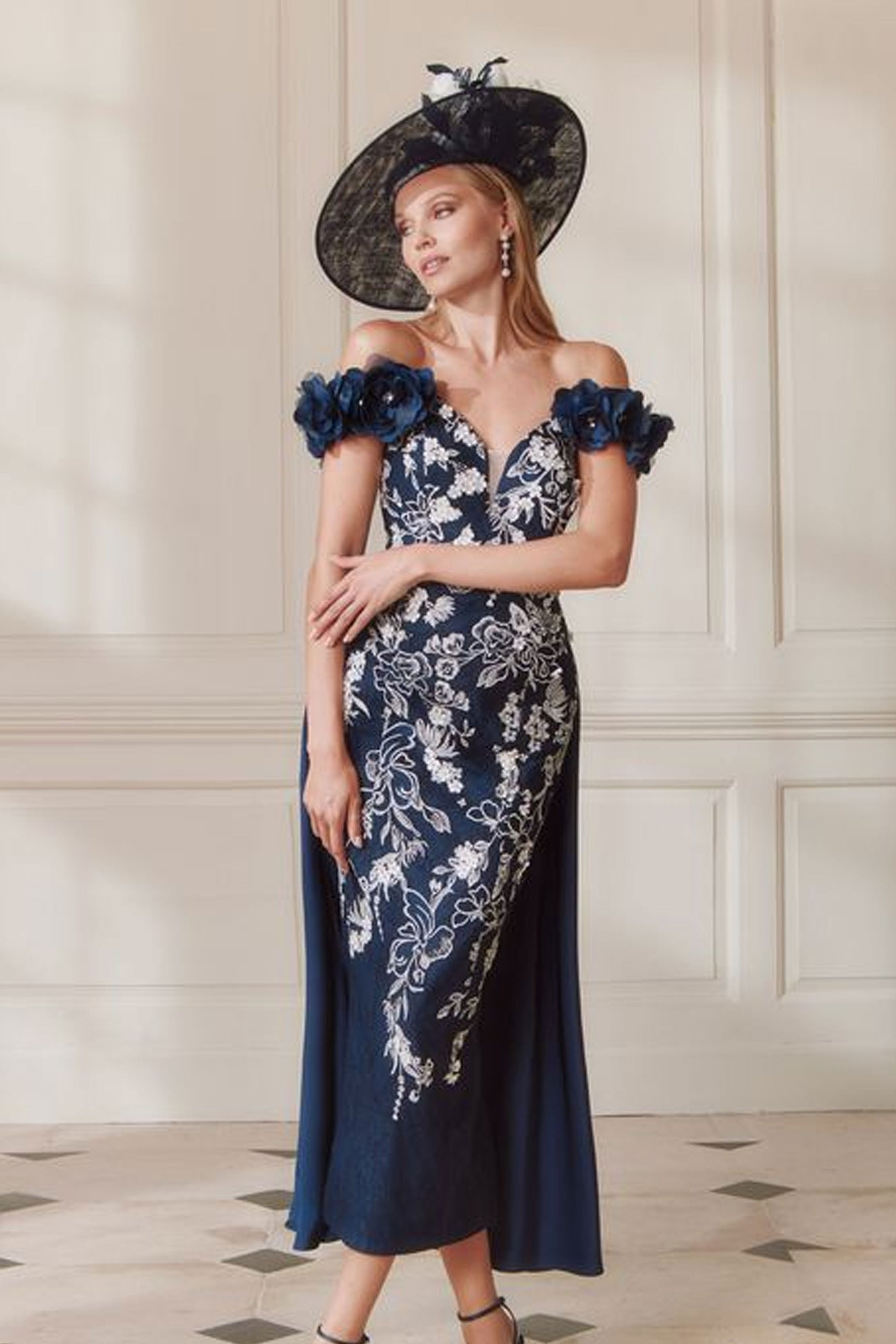 John Charles Straight Lace Dress With Overskirt Navy/Ivory 66725 Bentleys Banchory John Charles Straight Lace Dress With Overskirt Navy/Ivory 66725 Bentleys Banchory