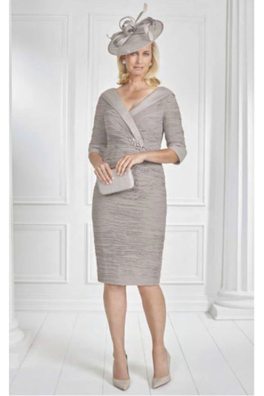 Condici Ruched V-Neckline Dress Diamond Ash 71043-86