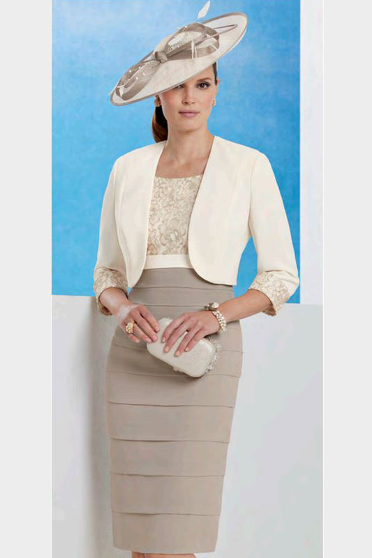 Condici Layered & Lace Detail Two Piece - Alabaster/Hazel Mist - 71072C