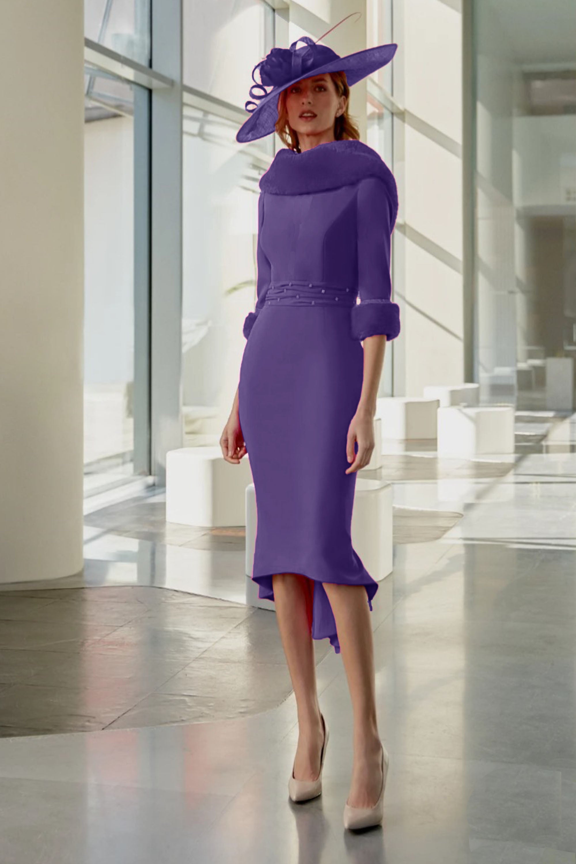 Gabriela Sanchez Embellished Detail Fishtail Dress Purple 7321