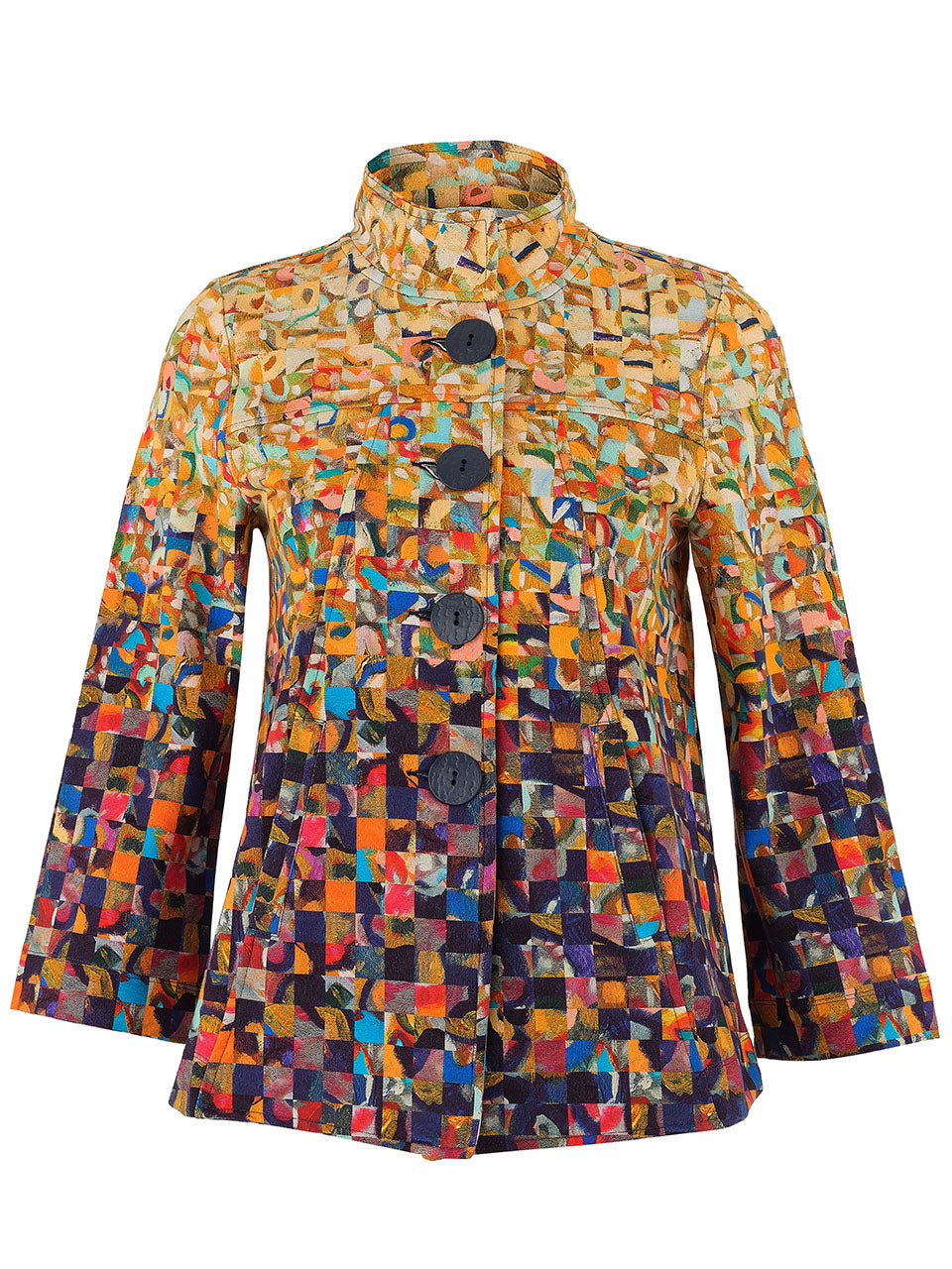 Dolcezza "Rubble" Abstract Print Swing Jacket Multi 75614
