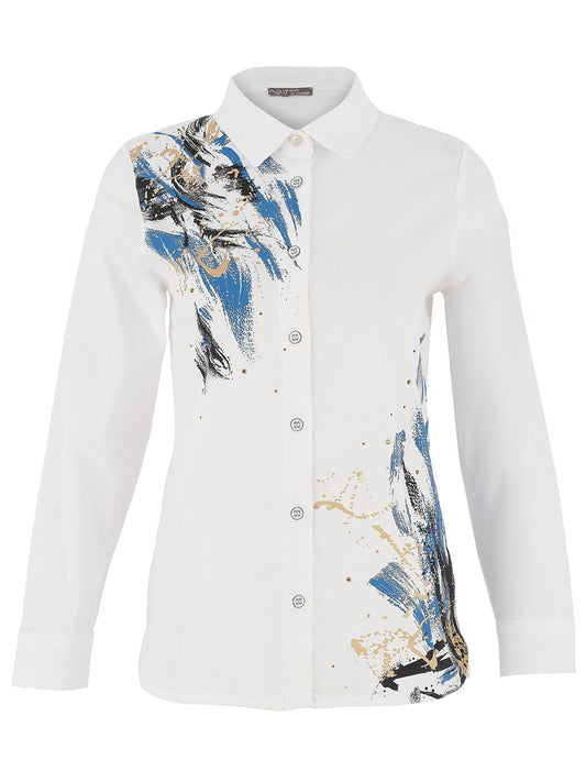 Dolcezza "The Storm" Print Shirt White 75673