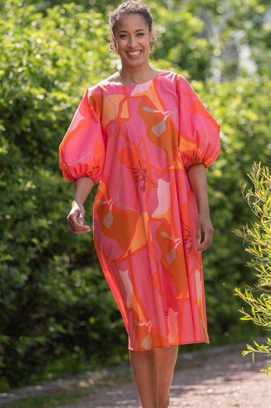 AINO Floral Print Dress Orange Monika-Dalia-332