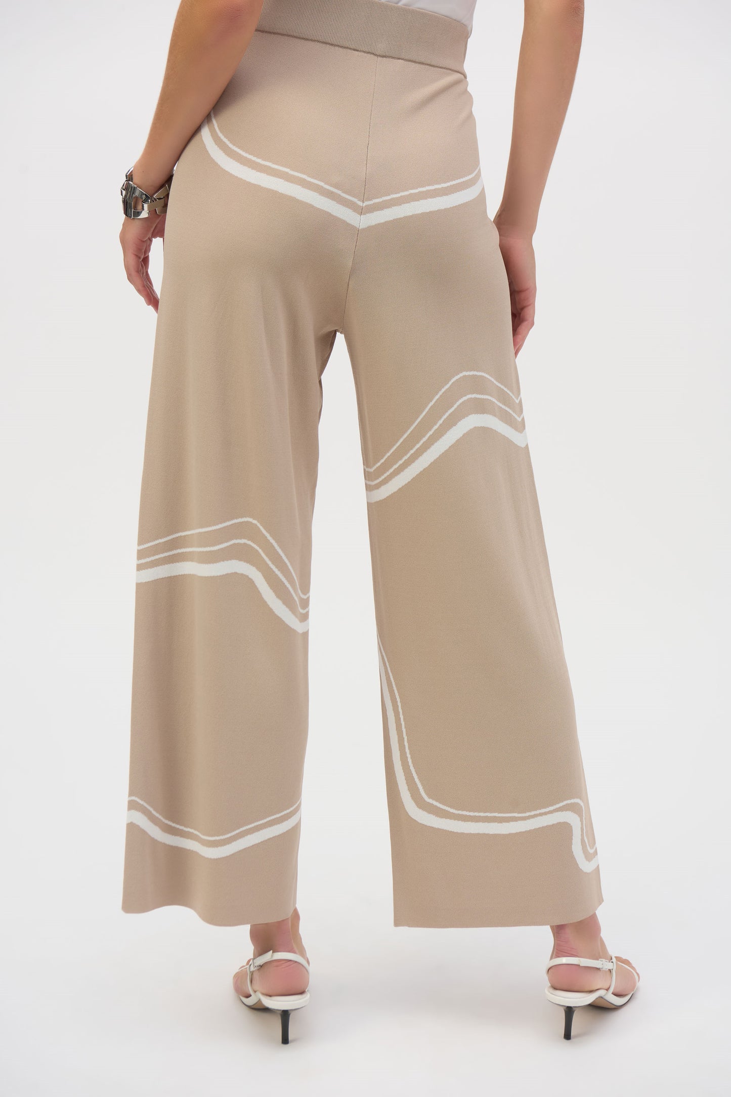 Joseph Ribkoff Abstract Jacquard Knit Sweater & Culottes Two Piece Set Dune/Ecru 252931/252932-4416