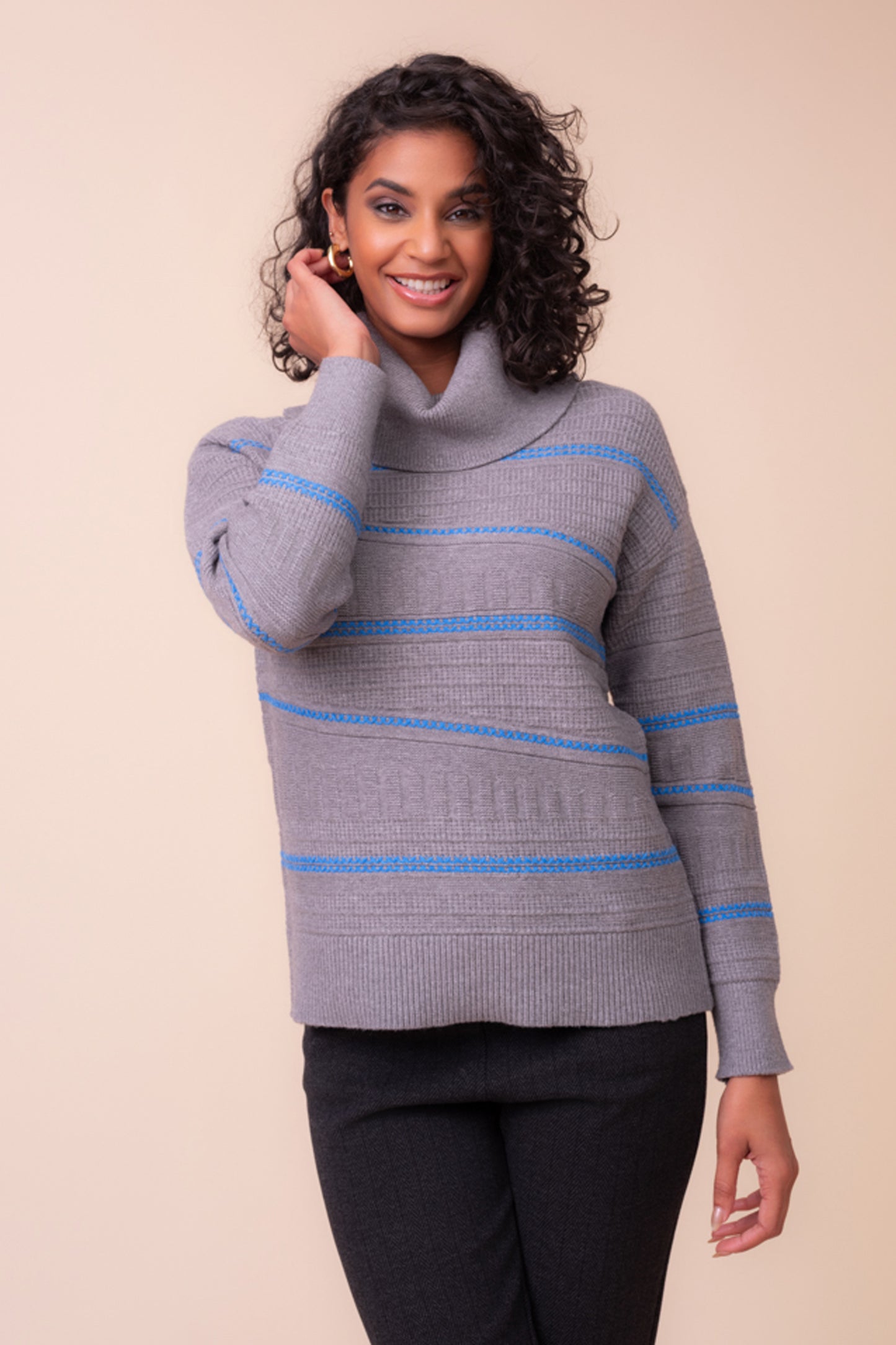 Alison Sheri Roll Neck Sweater Grey A48009
