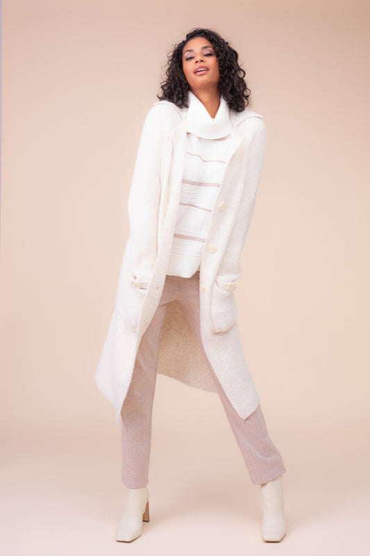 Alison Sheri Long Wool Jacket Oatmeal A48023