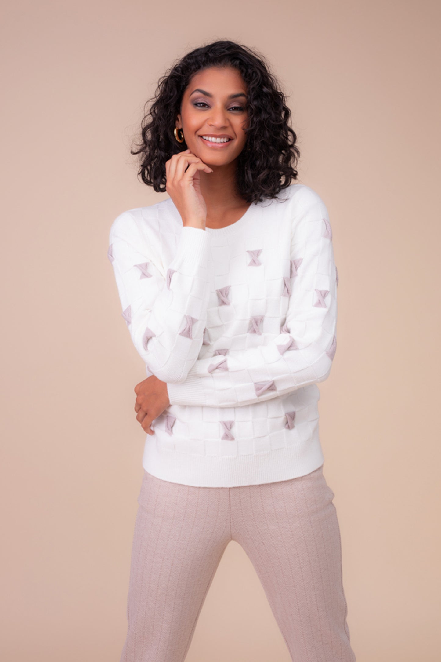 Alison Sheri Print Sweater White A48026