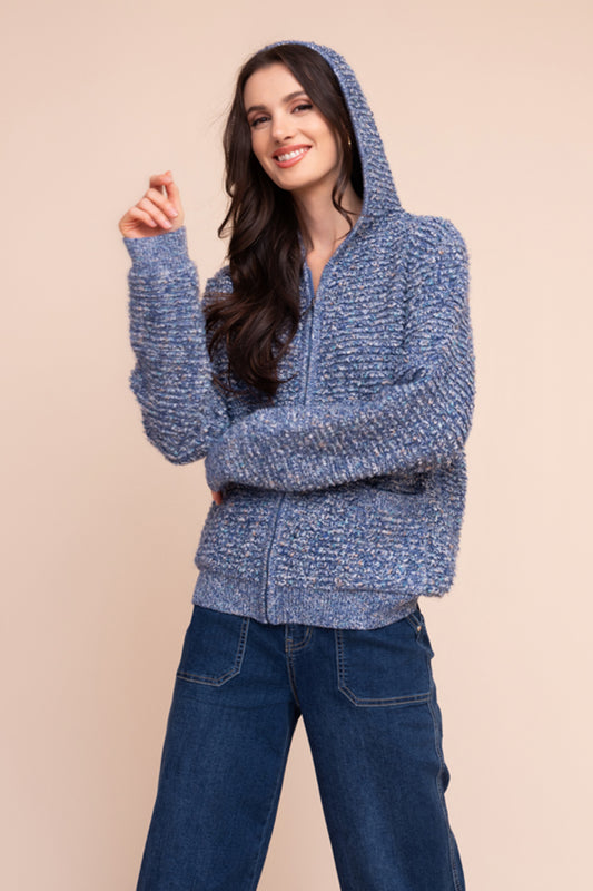 Alison Sheri Knitted Zip Up Hoody Top A48098