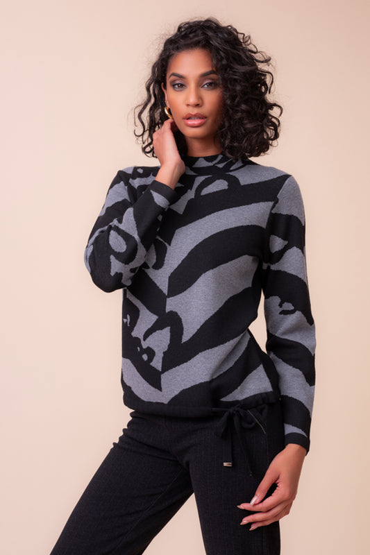 Alison Sheri Knitted Sweater Black/Grey A48248