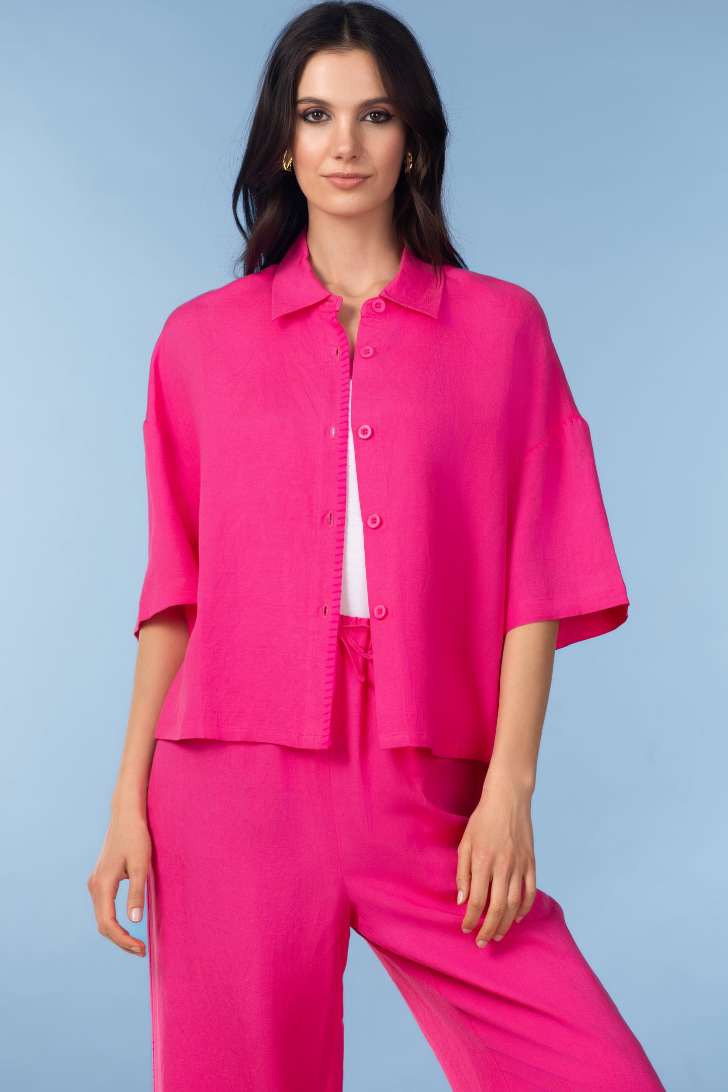 Alison Sheri Short Sleeved Shirt Fuchsia A47236