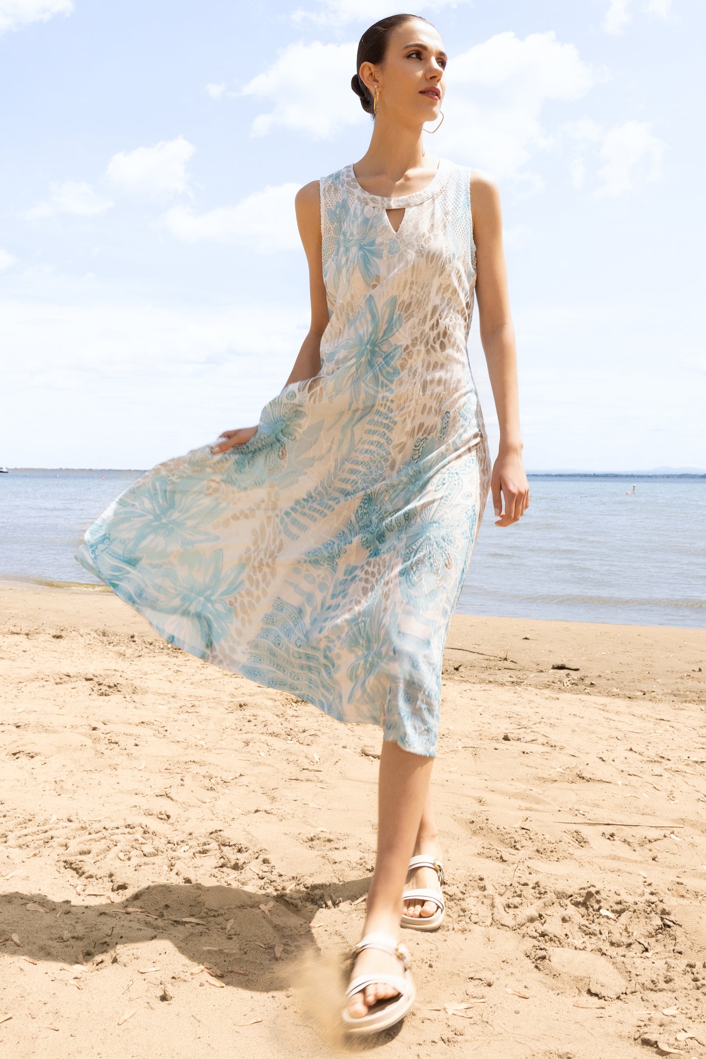 Alison Sheri Patterned Midi Dress Blue A47282