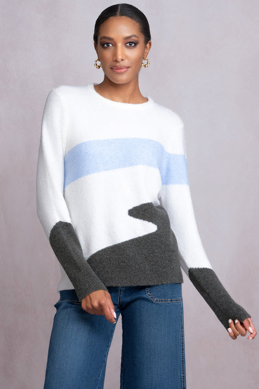 Alison Sheri Abstract Print Sweater - Multi - A46159