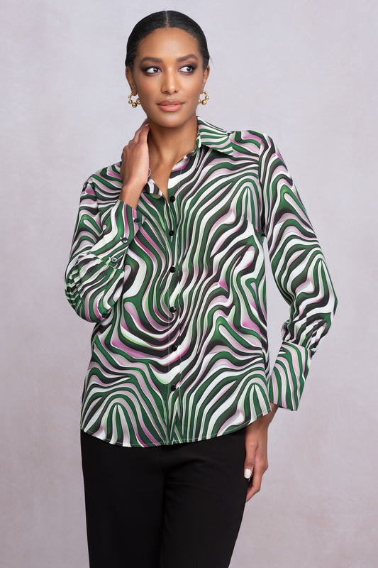 Alison Sheri Abstract Swirl Print Shirt - Multi - A46205