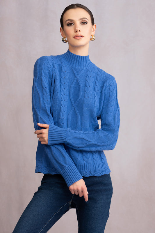 Alison Sheri Cable Knit Sweater - Cobalt - A46083