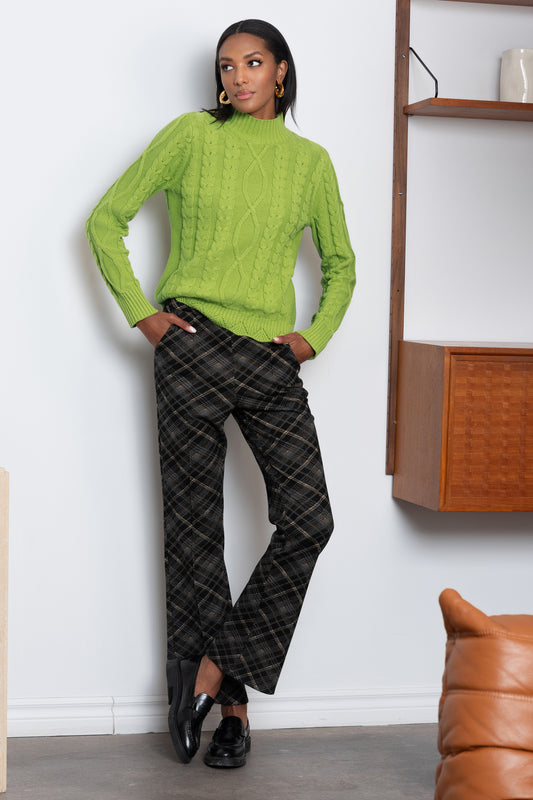 Alison Sheri Cable Knit Sweater - Green - A46083