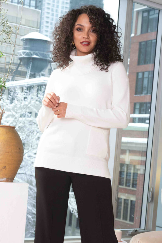 Alison Sheri Detachable Roll Neck Sweater Off-White A44263